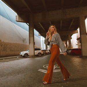 Corduroy flare leg pant